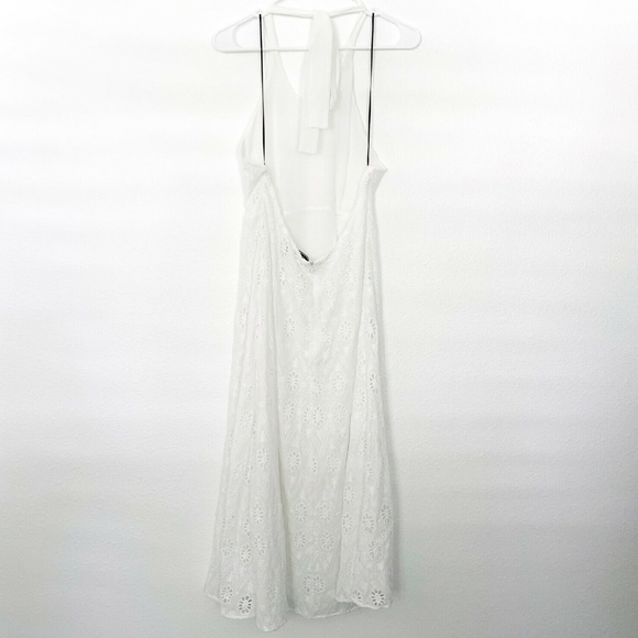 Zara White Embroidered Halter Neck Midi Dress - Picture 8 of 10